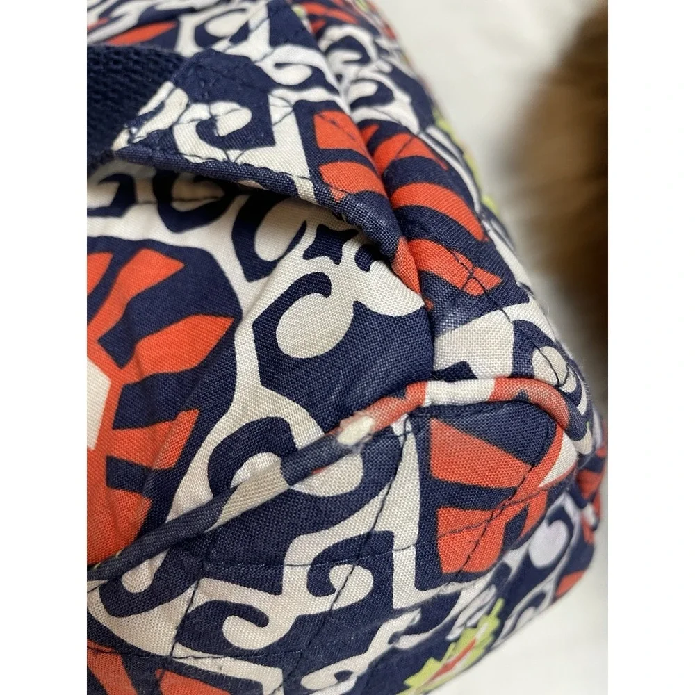 Vera Bradley Quilted Backpack Filigree Cotton Orange White School Travel